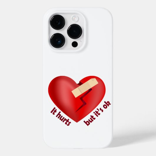 Coques Case-Mate iPhone Coeur brisé guéri avec patch et citation de vie (Verso)