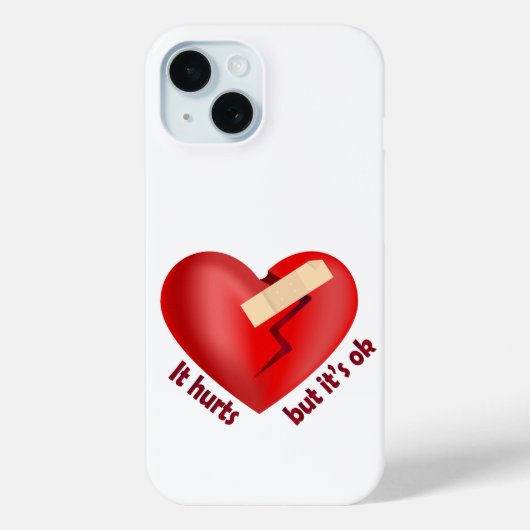 Coques Case-Mate iPhone Coeur brisé guéri avec patch et citation de vie (Verso)