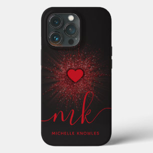Case-Mate iPhone Case Cœur Brûlant Monogramme et Nom Personnalisés