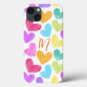 Case-Mate iPhone Case Coeur coloré mignon Pastel Valentine Love Monogram