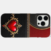 Coques Case-Mate iPhone Coeur - Crimson Affection Leather Sleeve! (Verso (horizontal))