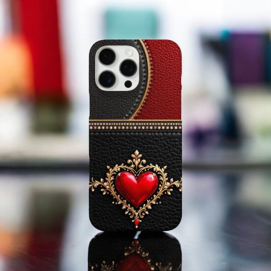 Coques Case-Mate iPhone Coeur - Crimson Affection Leather Sleeve!