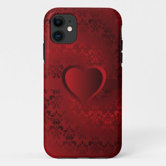 Coques Case-Mate iPhone Coeur damassé rouge (Dos)