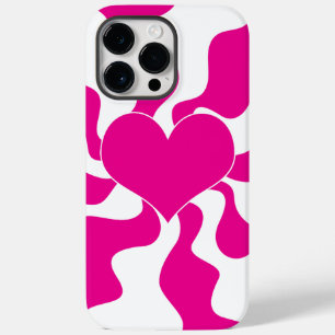 Coque Pour Pour iPhone 14 Pro Max Coeur d'amour en Magenta et Blanc