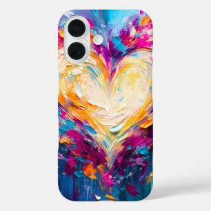 Coques iPhone 16 Cœur d'amour moderne abstrait coloré