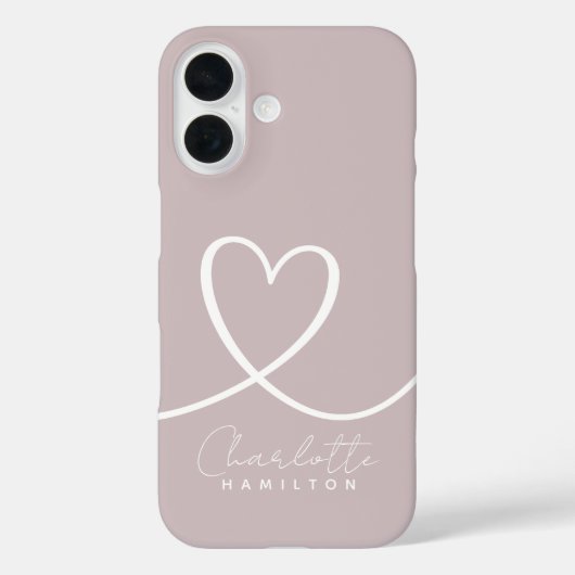 Coques Case-Mate iPhone Coeur d'amour moderne Personnalisé rose rose blanc (Verso)