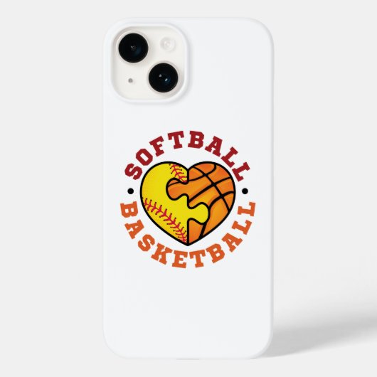 Coques Case-Mate iPhone Coeur de basketball de softball (Verso)