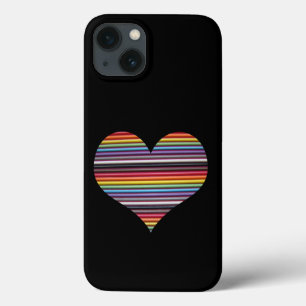 iPhone 13 Case Cœur de câble ruban arc-en-ciel