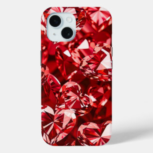 Coque Pour iPhone 15 Cœur de diamant de cristal rouge
