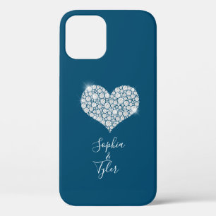 Case-Mate iPhone Case Cœur de diamant scintillant Noms de script Wht, Bl