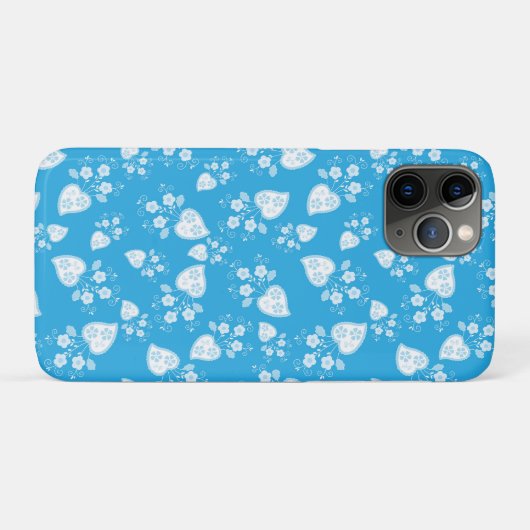 Coques Case-Mate iPhone Coeur de fleur bleu avec fleurs motif (Dos (Horizontal))