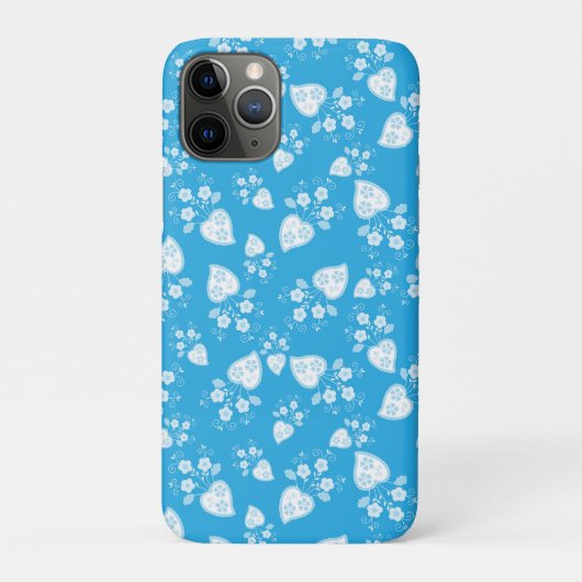 Coques Case-Mate iPhone Coeur de fleur bleu avec fleurs motif (Dos)