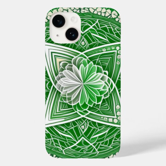 Coques Case-Mate iPhone Coeur de Fleur Celtique Vert Chakra Géométrie Sacr (Verso)