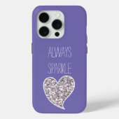 Coques Case-Mate iPhone Coeur de Parties scintillant d'argent violet (Verso)