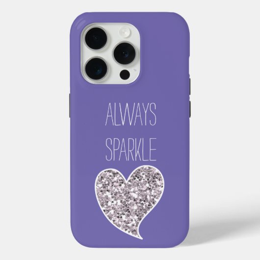 Coques Case-Mate iPhone Coeur de Parties scintillant d'argent violet (Verso)