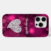 Coques Case-Mate iPhone Coeur de Parties scintillant en argent de Bokeh ro (Verso (horizontal))