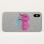 Coques Case-Mate iPhone Coeur de parties scintillant Monogrammé (Dos (Horizontal))