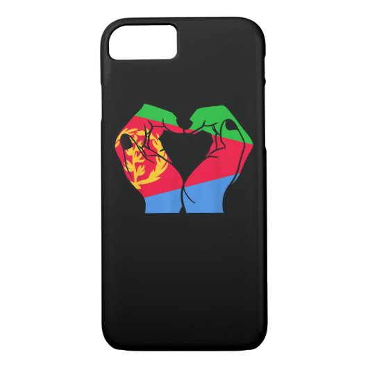 Coques Case-Mate iPhone Coeur des mains avec drapeau érythréen (Dos)
