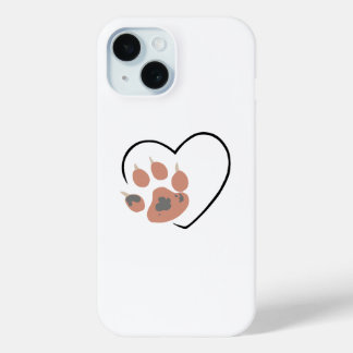 Coque Pour iPhone 15 Coeur Empreinte de patte - Conception adorable