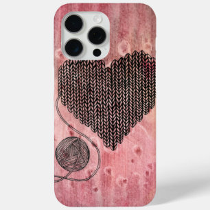 Coque iPhone 15 Pro Max Cœur en fil à tricoter mignon Watercolor iPhone 15