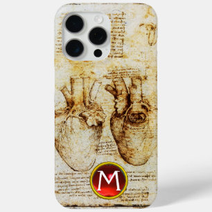 Coque iPhone 15 Pro Max Coeur et ses vaisseaux sanguins Parchemin Gem Mono