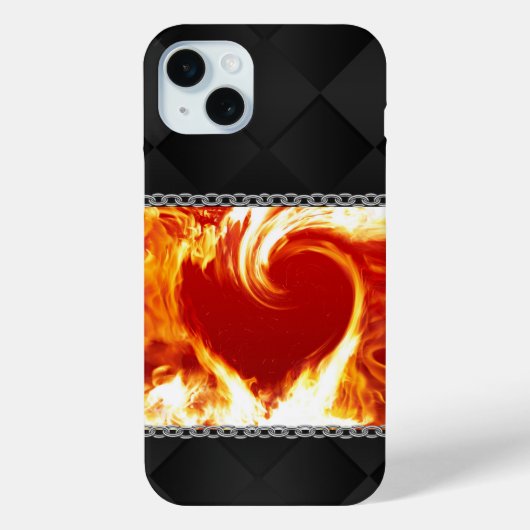 Coques Case-Mate iPhone Coeur flamboyant sur satin noir (Verso)