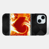 Coques Case-Mate iPhone Coeur flamboyant sur satin noir (Verso (horizontal))