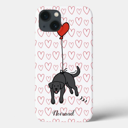 Coques Case-Mate iPhone Coeur floral noir du Labrador  (Verso)