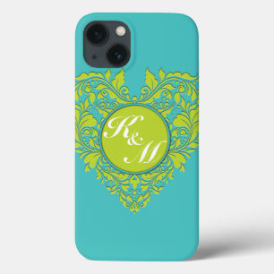 Etui iPhone Case-Mate Coeur Heart Heart Coeur Turquoise et Lime