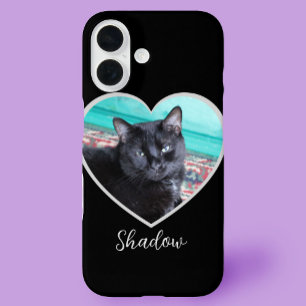 Coques iPhone 16 Coeur modèle photo avec animal de compagnie Nom pe