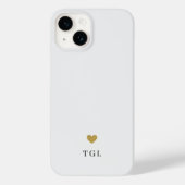 Coques Case-Mate iPhone Cœur Monogramme Or Gris Clair (Verso)