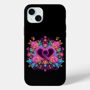 Coque iPhone 15 Mini Coeur néon coloré Saint Valentin