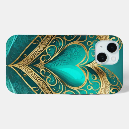 Coques Case-Mate iPhone Coeur or turquoise (Verso (horizontal))