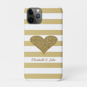 Case-Mate iPhone Case Cœur Pailleté Or Faux Élégant Sur Rayures