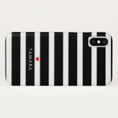 Coques Case-Mate iPhone Coeur personnalisé et rayures noires (Dos (Horizontal))