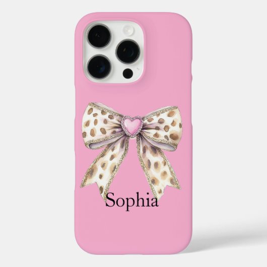 Coques Case-Mate iPhone Coeur rose Leopard Girl Bow (Verso)