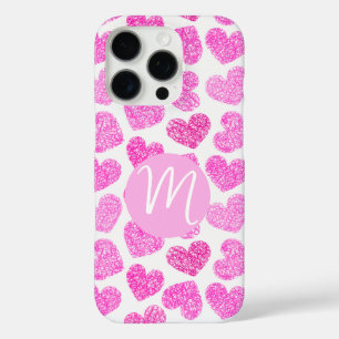 Coques iPhone 16 Pro Coeur rose mignon Doodled Saint Valentin Monogramm