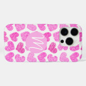 Coques Case-Mate iPhone Coeur rose mignon Doodled Saint Valentin Monogramm (Verso (horizontal))