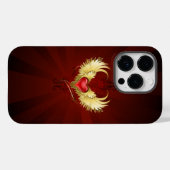 Coques Case-Mate iPhone Coeur rouge avec ailes d'or (Verso (horizontal))