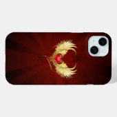 Coques Case-Mate iPhone Coeur rouge avec ailes d'or (Verso (horizontal))