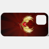 Coques Case-Mate iPhone Coeur rouge avec ailes d'or (Verso (horizontal))