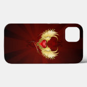 Coques Case-Mate iPhone Coeur rouge avec ailes d'or (Verso (horizontal))