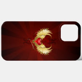 Coques Case-Mate iPhone Coeur rouge avec ailes d'or (Verso (horizontal))