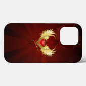 Coques Case-Mate iPhone Coeur rouge avec ailes d'or (Verso (horizontal))