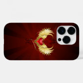 Coques Case-Mate iPhone Coeur rouge avec ailes d'or (Verso (horizontal))