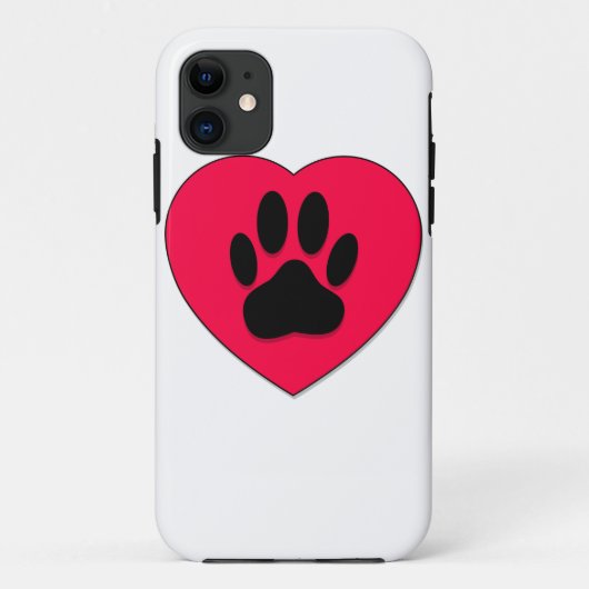 Coques Case-Mate iPhone Coeur rouge avec Empreinte de patte de chien (Dos)