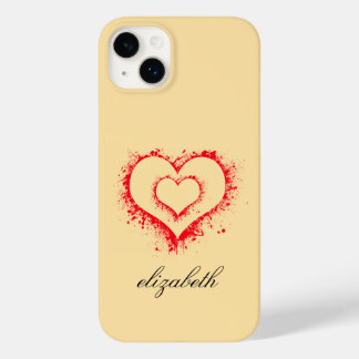 Coque Pour iPhone 14 Plus cœur rouge en forme fond coloré personnalisé