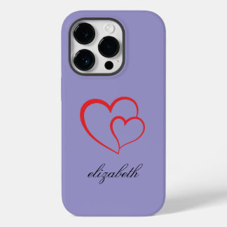Coque Pour iPhone 14 Pro cœur rouge forme fond coloré personnalisé