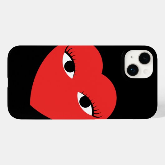Coques Case-Mate iPhone Coeur rouge super mignon avec yeux (Verso (horizontal))