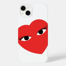 Coeur rouge super mignon avec yeux sur blanc